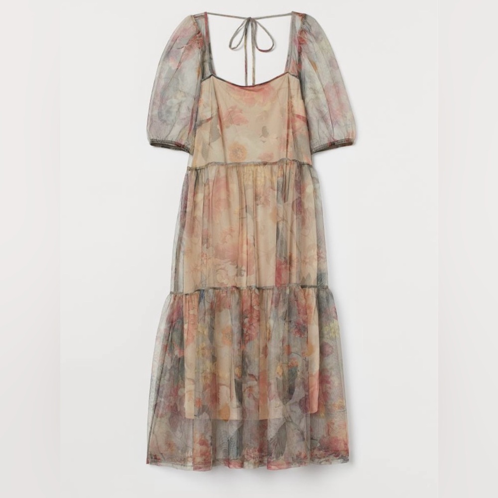 Sheer Floral Tiered Maxi Dress from H&M